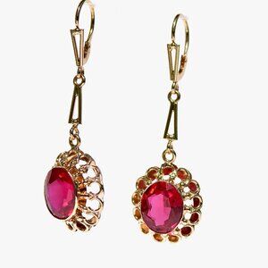 16k Yellow Solid Gold Victorian Inspired Rosette Earrings/Danglers